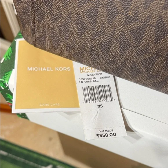 NWT Michael Kors Brown Logo Greenwich Large Grab Bag Tote Satchel MK Signature - Picture 3 of 14